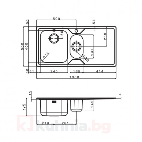 Мивка за вградждане  MELODIA 100.2 TI