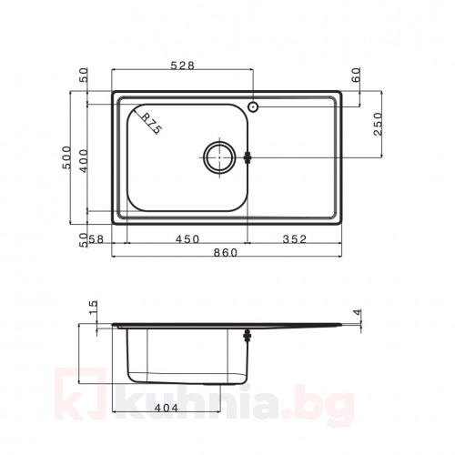 Мивка за вграждане  MELODIA BB 86.1 TI LEKS