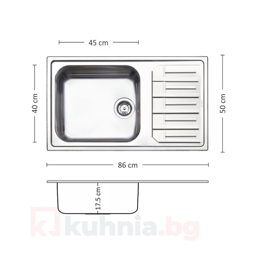 Мивка за вграждане MELODIA BB 86.1 R LEKS