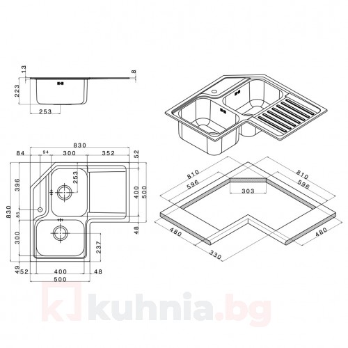 Мивка за вграждане ANGOLO PLUS 83.2 SI