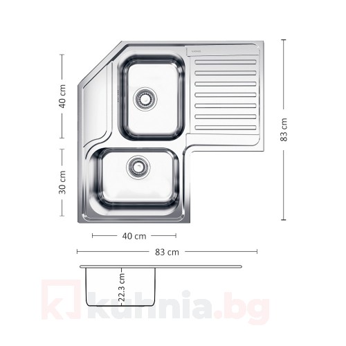 Мивка за вграждане ANGOLO PLUS 83.2 SI