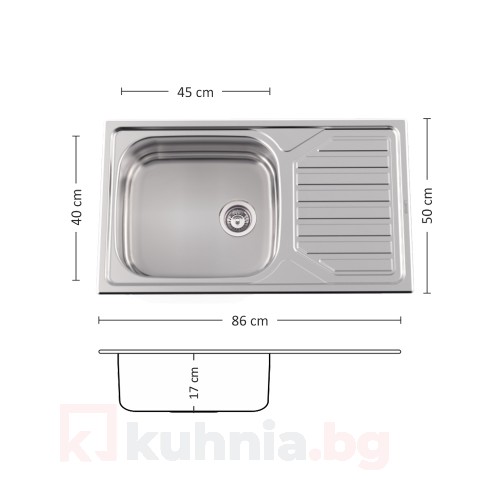 Мивка за вграждане POWER BB 86.1 SI LEKS