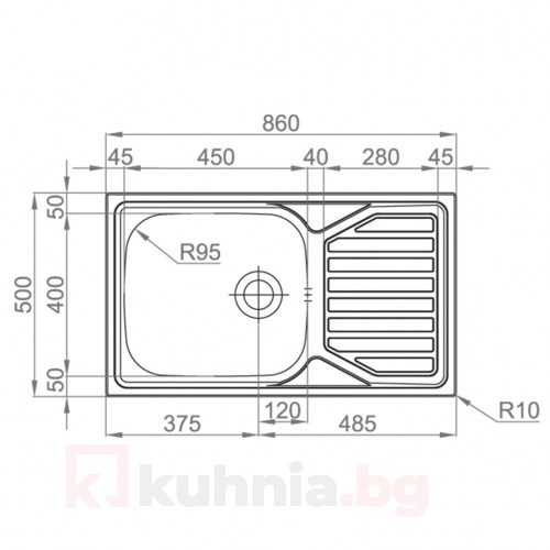 Мивка за вграждане POWER BB 86.1 SI LEKS