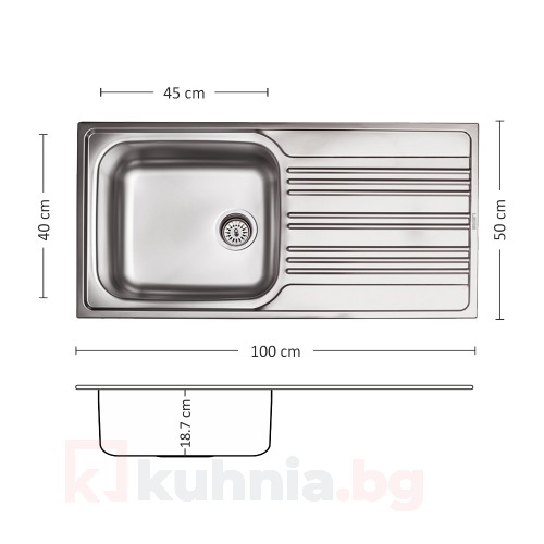 Мивка за вграждане BOWL BB 100.1 SI