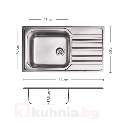 Мивка за вграждане BOWL BB 86.1 SI