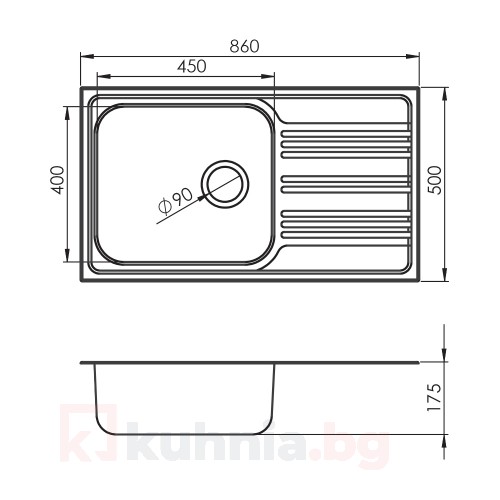Мивка за вграждане BOWL BB 86.1 SI