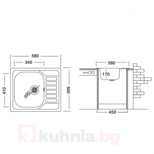Мивка за вграждане COMPACT 58.1 SI  