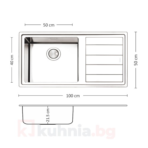Мивка за вграждане  MEGA BB 100.1 R/L TI