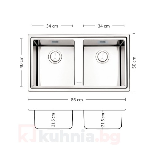 Мивка за вграждане MEGA 86.2 TI