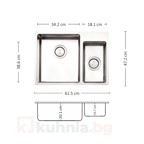 Мивка за вграждане  MEGA 61.2 FI