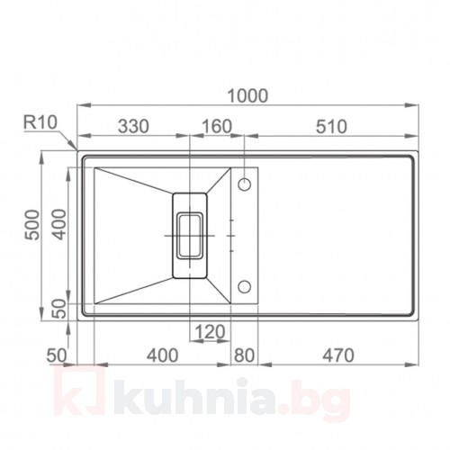 Мивка за вграждане  LEKSIA 100.1 FI