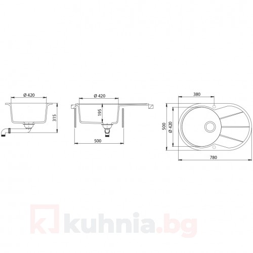 Вградена мивка - LISA ROUND 78.1 SI