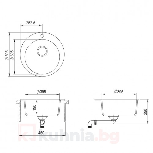 Вградена мивка - LISA ROUND 505 SI
