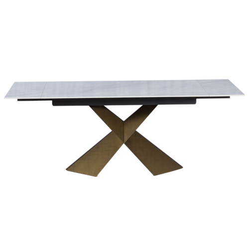 Разтегателна трапезна маса DABKI - бяло - злато