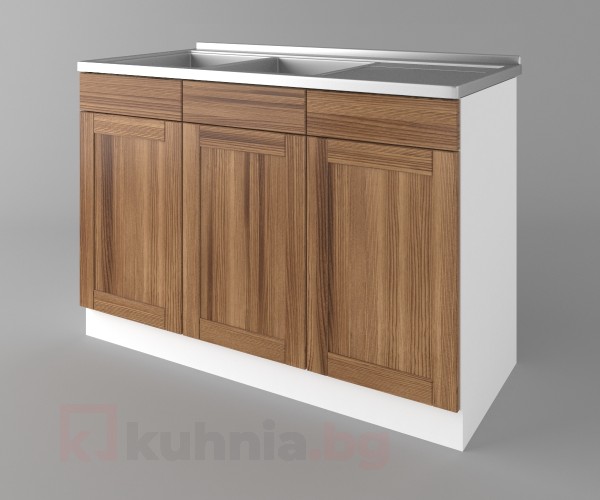 Долен кухненски шкаф с двукоритна мивка Калатея - Канела