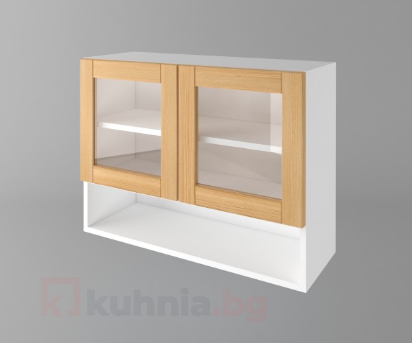 Шкаф с две врати за стъкло и ниша
