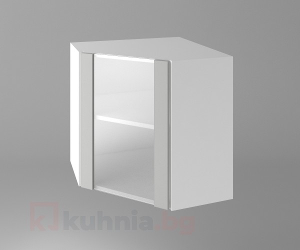 Шкаф за вътрешен ъгъл с една остъклена врата