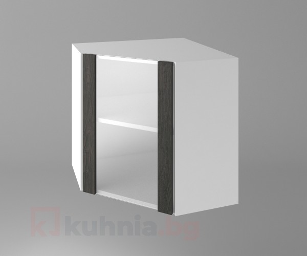 Шкаф за вътрешен ъгъл с една остъклена врата