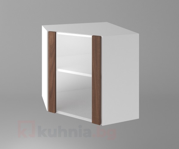 Шкаф за вътрешен ъгъл с една остъклена врата