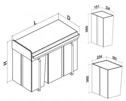Кош за вграждане горно изтегляне 20L+10L 3