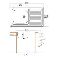 Мивка с плот LIVINOKS -1000х600х140мм   2