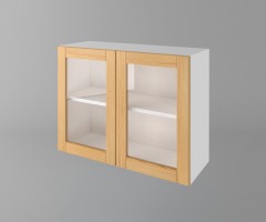 Горен кухненски шкаф с две врати за стъкло Калатея - Натурална 1