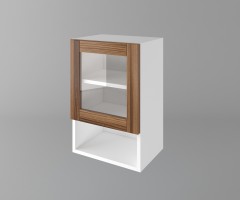 Горен кухненски шкаф с една врата за стъкло и ниша Калатея - Канела 1