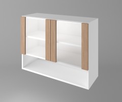 Горен кухненски шкаф с две остъклени врати и ниша Поларис 1