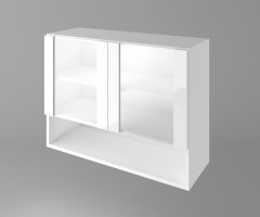 Горен кухненски шкаф с две остъклени врати и ниша Нарцис - Гланц 1